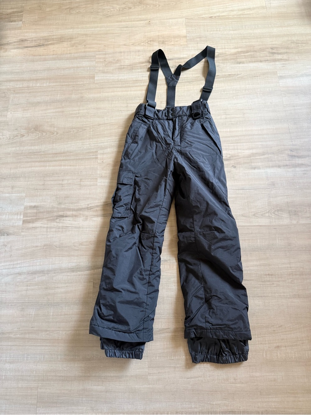 Kids Black Snow Overalls with Adjustable Suspenders